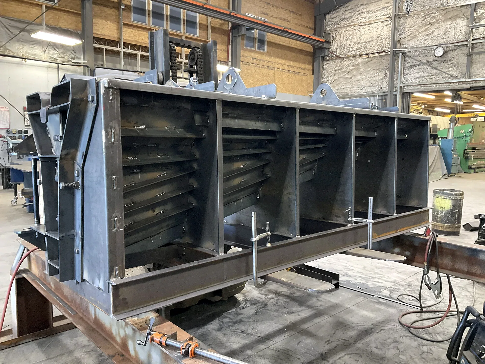 Large fabricated steel form base in the Barnes shop