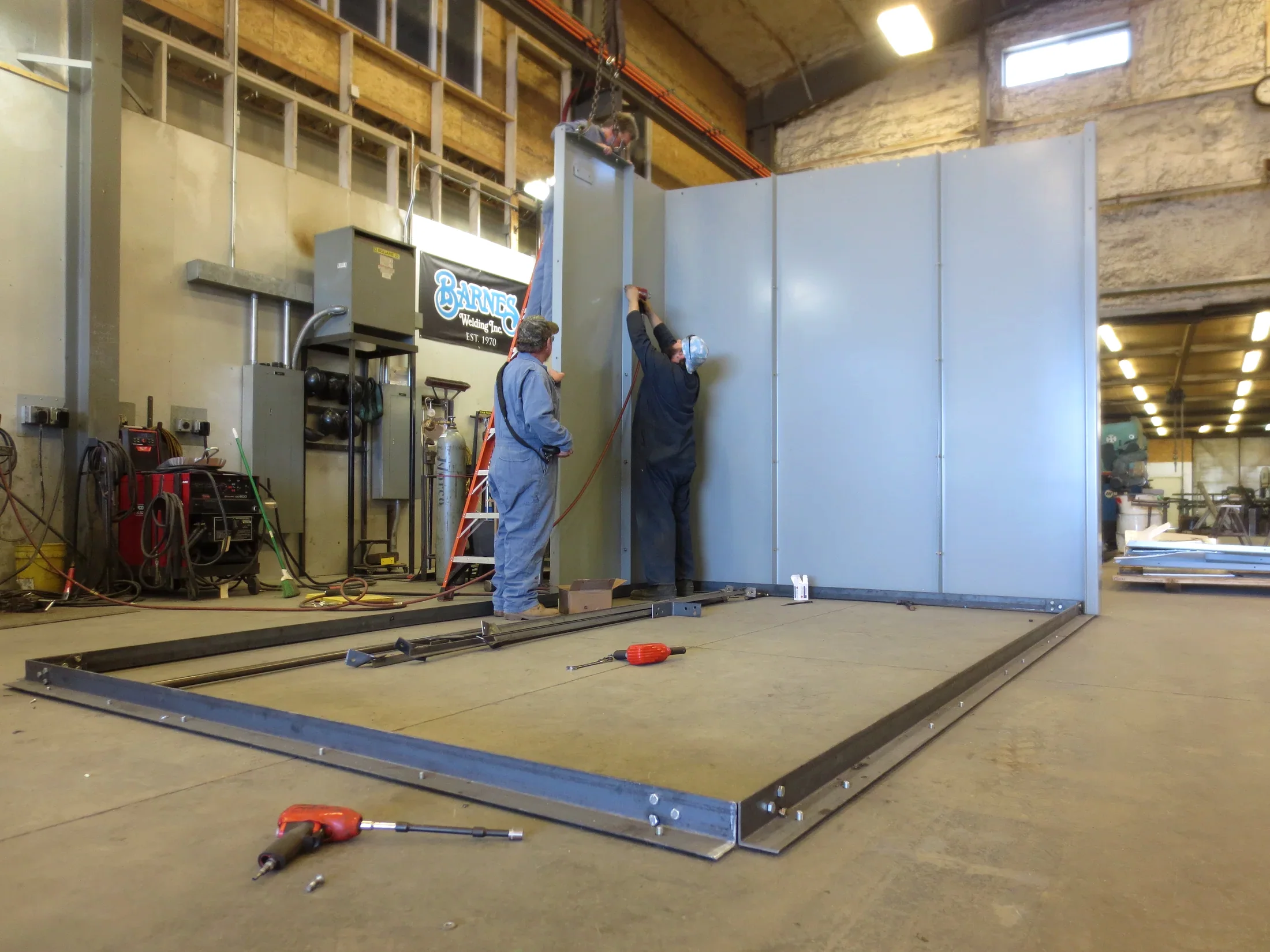 Large enclosure assembly in the Barnes shop